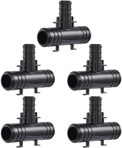 SharkBite 3/4 x 3/4 x 1/2 Inch Poly Crimp Reducing Tee, Pack of 5, PEX Pipe, PE-RT, UP412A5