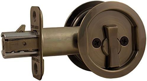Stone Harbor Hardware Round Pocket Door Lock, Privacy Function, 2-3/8" Backset, Antique Brass