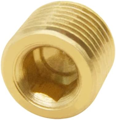 Hooshing 5PCS 1/4" NPT Male Brass Pipe Plug Counter Sunk Internal Hex Thread Pipe Plug