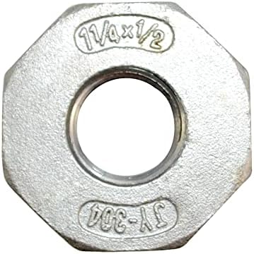 1-1/4" Male NPT to 1/2" Female NPT Female Reducing/Reducer Bushing Pipe Fitting,Adapter,Stainless Steel SS 304 Hex Bushing