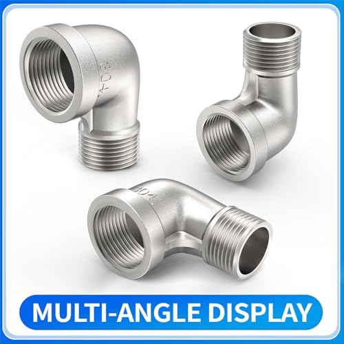 ChillWaves 304 Stainless Steel Pipe Fitting, 90 Degree Elbow 1/8" NPT Male x 1/8" NPT Female Thread Adapter(6-PACK)