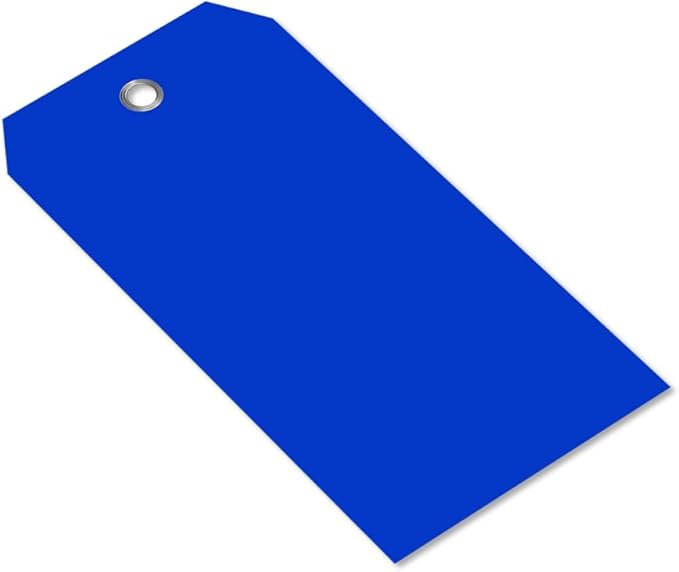 SmartSign 100-Pack Blue Plastic Tags with Pre-Punched Hole, 4.75" x 2.375", Size#5, 10 mil Tearproof Plastic Tags with Metal Eyelet, Writable Blank Tags for Shipping/Labeling, USA-Made