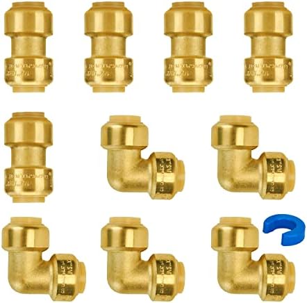 SUNGATOR Push-to-Connect Fitting 1/2 Inch, 5 Each Coupling & Elbow, 10-Pack