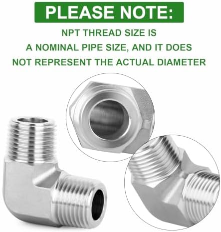 TAISHER 1pcs Forged 316L SS 90 Degree Elbow,1"NPT Male Pipe Connector