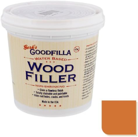 Goodfilla Red Oak, 1 Quart (3.7lbs) Wood and Grain Filler, Stainable, Sandable, Zero Waste, Non-Toxic, USA Made