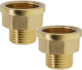2 Pack Brass Pipe Fittings, 1/2" to 3/4" Pipe Reducer Adapter Coupler, 1/2" NPT Male Pipe x 3/4" NPT Female Pipe Fitting