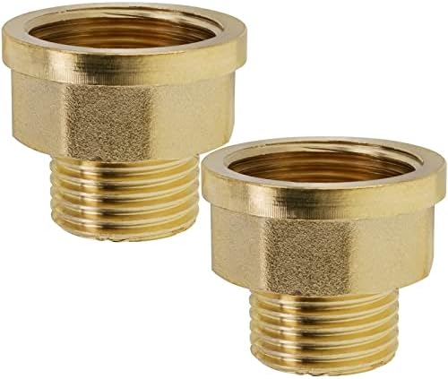 2 Pack Brass Pipe Fittings, 1/2" to 3/4" Pipe Reducer Adapter Coupler, 1/2" NPT Male Pipe x 3/4" NPT Female Pipe Fitting
