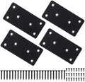 Mending Plate, Black Metal Flat Straight Brace Bracket, Double-Wide Metal Plate, Joining Plate for Wood Furniture Fence Fastening with Screws in 2 Different Lengths (50x100mm, 4 Pack)
