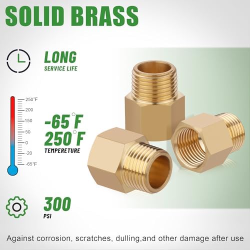 5PCS Brass Pipe Fittings Adapter,1/2" NPT Male x 1/2" NPT Female