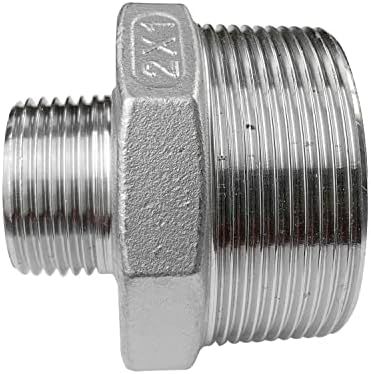 2" x 1" Male Hex Nipple Threaded Reducer Connector Pipe Fitting Adapter,Stainless Steel 304 NPT