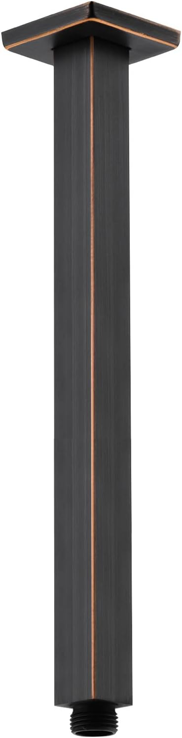 TRUSTMI Square Shower Arm with Flange, 12 Inch Ceiling Mounted Extension Arm, Square Shaped Rainfall Shower Head Extender Arm, Oil Rubbed Bronze