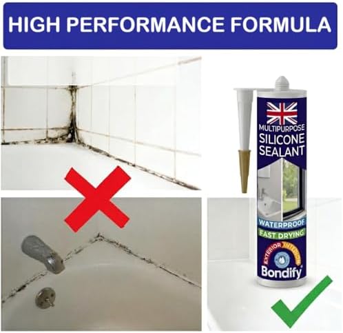 Waterproof Silicone Sealant Clear, Silicone Caulk for Window & Door, Kitchen & Bathroom Solvent Free, 3PCs x 10oz, Ideal for Sink, Sanitary, Bath, Shower Sealant, Window Frame Sealant
