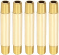 PATIKIL 1/8" x 1/8" NPT Male Brass Pipe Fitting Long Nipple, 5Pcs 3" Long Straight Pipe Fitting Connector Extender for Fuel, Air, Water, Oil, Gas System Connection, 1200PSI