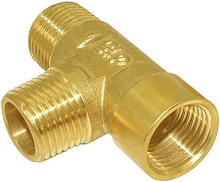 Joywayus Brass Tee Pipe Fitting 1/2" NPT Male-Male-Female 3-way Adapter