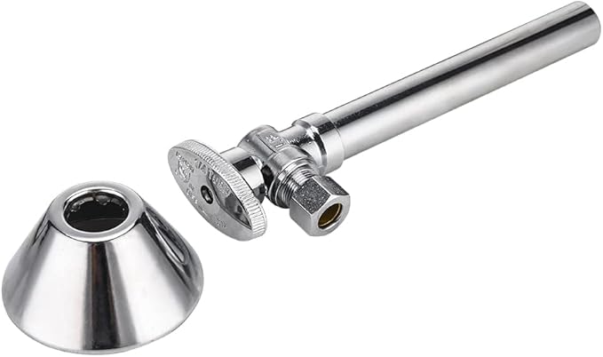 EFIELD 1/4-Turn Angle Stop Valve with 5-inch Sweat Copper Tube Extension, 1/2 inch Sweat x 3/8 inch OD Comp, Chrome Plated,(VALVE145)
