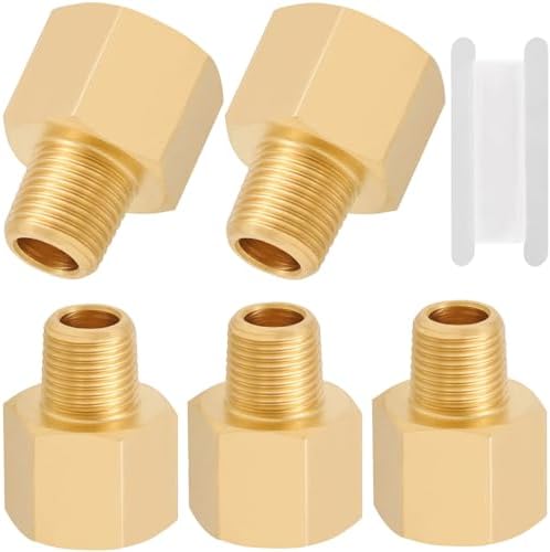 Brass Pipe Fitting,1/8 Inch NPT Male to 1/4 Inch NPT Female Brass Pipe Hose Tube Fitting 1/8'' Male NPT to 1/4'' Female NPT Reducer Adapter 5pcs (1/8 npt male x 1/4 npt female)