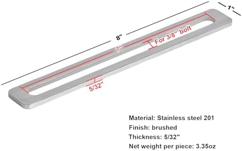 6 Pack 8" x 1" Adjustable Slotted Mending Plates, Stainless Steel