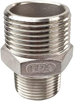 1" x 3/4" Male Hex Nipple Threaded Reducer Connector Pipe Fitting Adapter,Stainless Steel 304 NPT