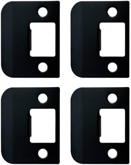 QCAA Solid Brass Extended Lip Strike, 1-3/4''X2-1/4", Matte Black, 4 Pack, Made in Taiwan