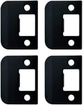 QCAA Solid Brass Extended Lip Strike, 1-3/4''X2-1/4", Matte Black, 4 Pack, Made in Taiwan
