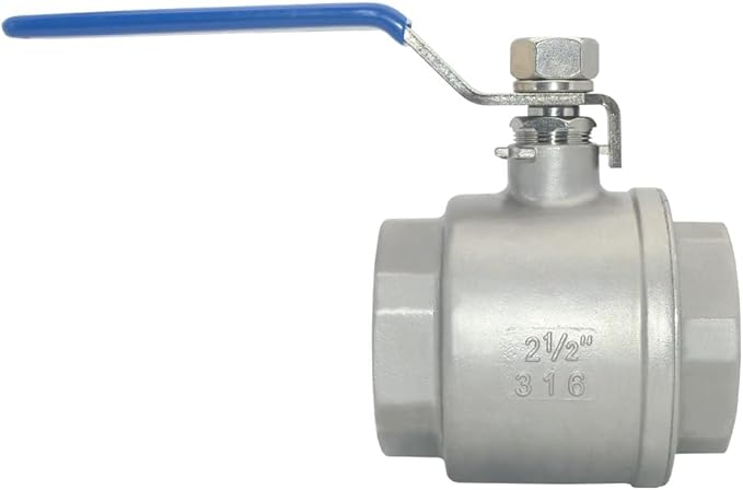 VARMHUS NPT Female 316 Stainless Steel Full Port Ball Valve Vinyl Handle WOG1000 (2.5")