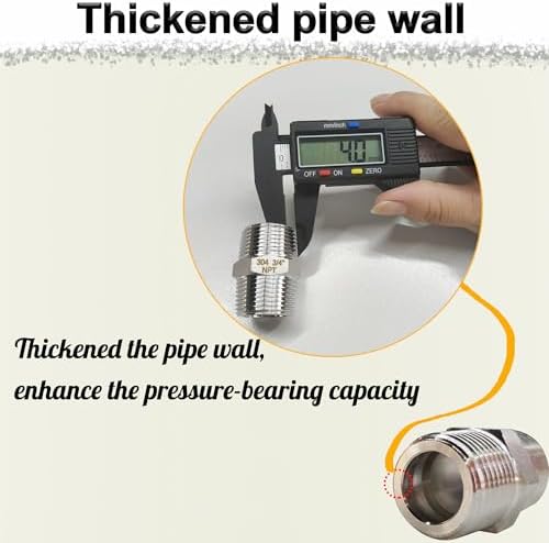 3/4" Male x 3/4" Male Hex Nipple Pipe Fittings, 304 Stainless Steel 3/4 inch NPT Male Threaded Pipe Adapter Fittings Equal Nipples Connectors, Male Straight Connector Pipe Fitting (3/4“, 2pcs)