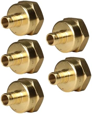 5 Pack XFITTING 3/4 in Female NPT to 1/2 in Pex Adapter, Brass Crimp