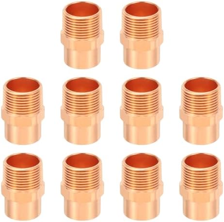 PATIKIL 3/4" Male Adapter Fitting with C x M Connections, 10 Pcs Copper Pipe Fittings with Sweat Solder X FNPT Connection Threaded Tubing Connector for Residential, Commercial