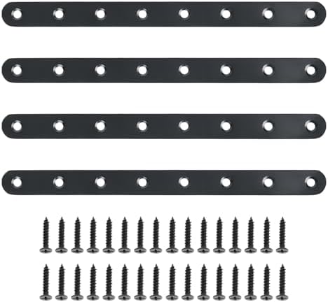 Alise Flat Bracket ,10 Inch Black Mending Plate Flat Brace for Wood Shelves