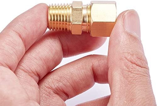 Brass Compression Tube Pipe Fitting Connector, Straight Coupling Adapter, 3/8" Tube OD x 1/4" NPT Male Connector 5pcs (3/8" OD Compression x 1/4" NPT Male)