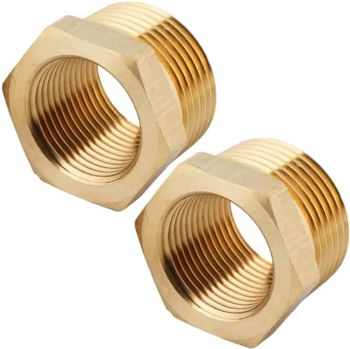 2PCS 1" x 3/4" Brass Reducer Hex Bushing by CX WONDERLAND