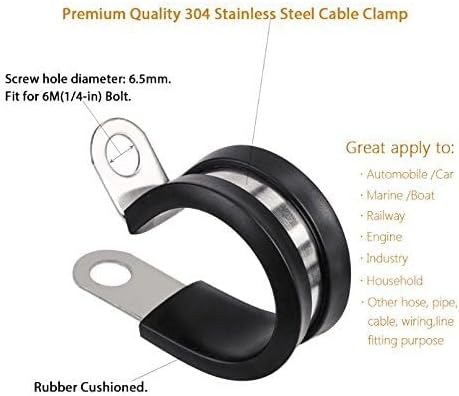 LOKMAN 12 Pack 3/8 Inch Stainless Steel Cable Clamp, Rubber Cushioned Insulated Clamp, Conduit Wire Holder Strap Clips for Tube, Pipe, Cord Installation