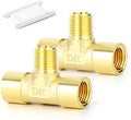 GASHER 2PCS Brass 3 Way Pipe Fitting Male Branch Tee T Adapter 1/4" NPT Female x 1/4" NPT Male x 1/4" NPT Female