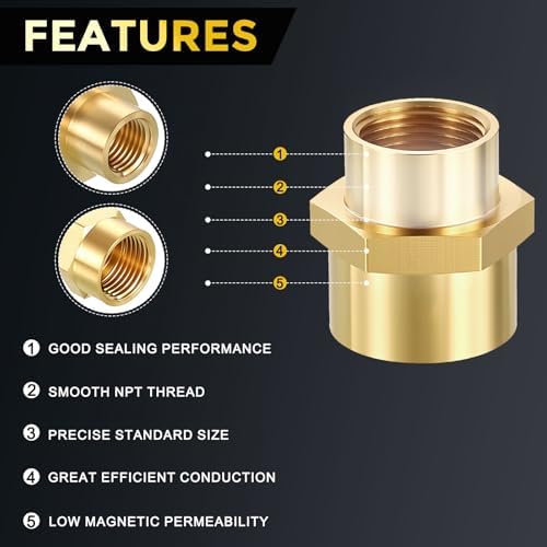 METALLIXITY 6PCS 3/8" FeMale NPT x 1/4" FeMale NPT Thread Brass Coupling