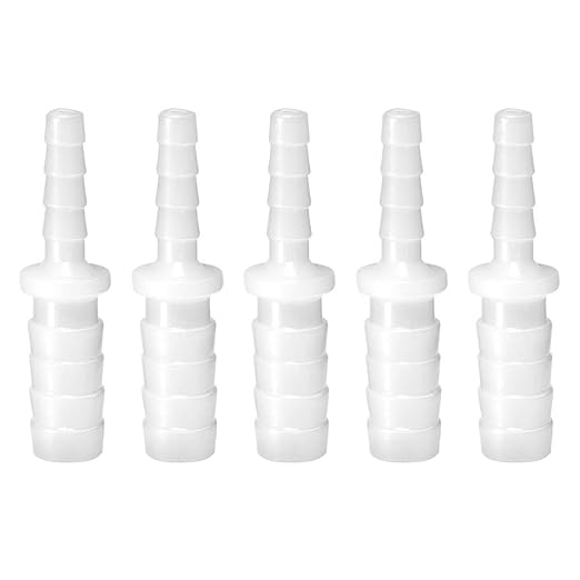 Quickun Plastic Hose Barb Reducer Fitting 3/16" to 1/8" Barbed Reducing Union Adapter Splicer Mender Joint Fitting (Pack of 5)