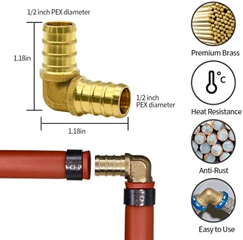 80pcs 1/2" Brass PEX Fittings Combo with Tees"T", Elbows, Couplings