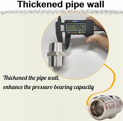 1" NPT Male Hex Nipple Pipe Fittings, 304 Stainless Steel 1 inch Threaded Pipe Adapter Fittings Equal Nipples Connectors, 4pcs Male Straight Connector Pipe Fitting