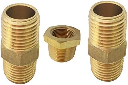 Brass Pipe Fitting Assortment Kit, 3/8" x 3/8" NPT Male Nipple & 3/8" NPT Male x 1/4" NPT Male Reducing Nipple & 1/2" NPT Male x 1/4" NPT Female Bushing