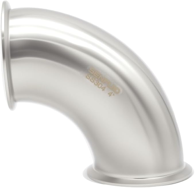 Sanitary Elbow 90 Degree 102mm Pipe OD SS304 Ferrule Tri Clamp 4 Inch with 2 Silicone Gaskets