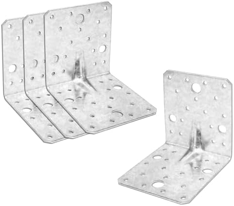 4 Pack 4x4 Galvanized Steel L Angle Bracket for Wood 90 Degree Corner Brace