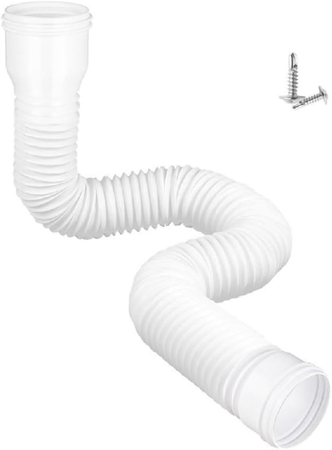 Tyenaza Rain Gutter Downspout Extension, Drainage Pipe, Flexible PE Extendable Drain Away Extender for Outdoor Villa Round (White)