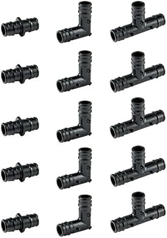 15Pcs EFIELD 3/4"Poly PEX-A Tee,Elbow,Coupling 5 PCS Each(PPSU1960033-15)