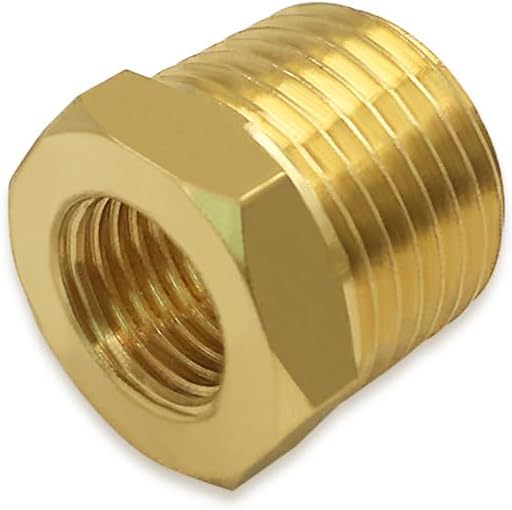 Hooshing 3PCS Brass Reducing Hex Bushing 3/8" NPT Male x 1/4" NPT Female Thread Reducer Pipe Fitting
