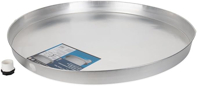 Camco 20860 30" ID x 2" Aluminum Water Heater Drain Pan with PVC Fitting