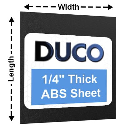 Duco USA-Made Custom Cut to Size ABS Plastic Sheets 1/4 Inch Thick - Black, Heat Moldable, Rigid, Thermoplastic ABS Boards - 1/4 Plastic Sheets for DIY Home Decor, Automotive, & Structural Crafts
