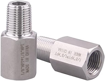 Forged Reducer Adapter Fitting - Stainless Steel 304 Reducing Pipe Connector, 1/8" NPT Female x 1/8" NPT Male (pack of 2)