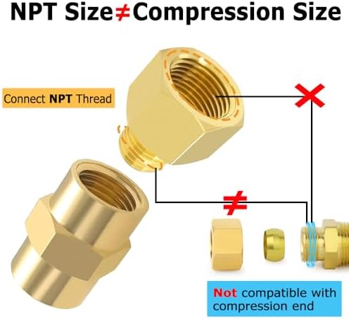 Hooshing 2PCS Brass Pipe Fitting 1/2" NPT Female to 3/8" NPT Male Reducer