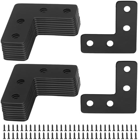 Zorfeter Flat Corner Brace, 40x40mm/1.57"x1.57", Black, 20 Pcs