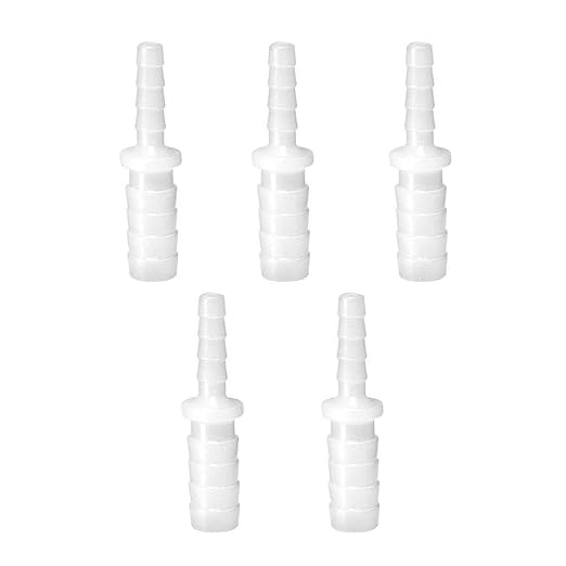 Quickun Plastic Hose Barb Reducer Fitting 1/4" to 5/32" Barbed Reducing Union Adapter Splicer Mender Joint Fitting (Pack of 5)