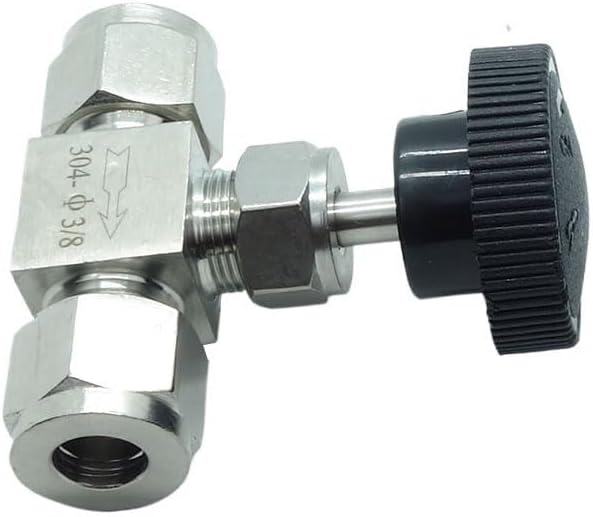 1 Piece Stainless Steel 304 3/8" Tube OD Double Ferrule Compression Fitting Instrument Needle Valve
